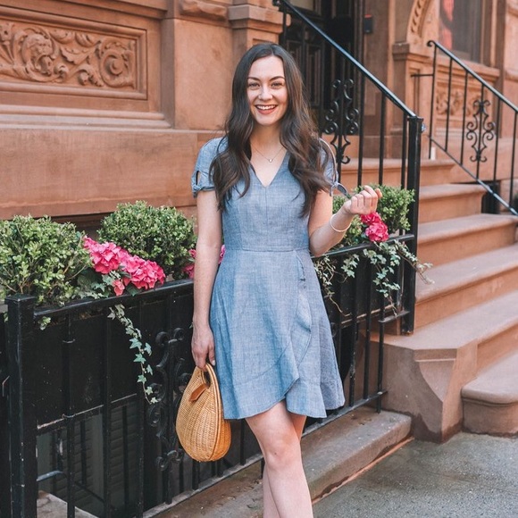 J. Crew Factory Dresses & Skirts - J. Crew Factory Chambray Faux Wrap Dress
